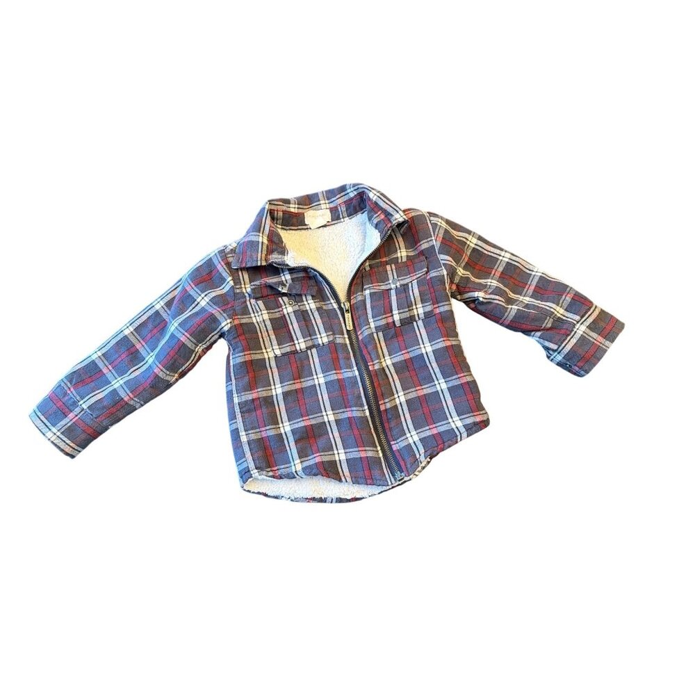 Toddler Plaid Flannel JacketSherpa Lining & Zipper Closure Size 2T Tahari‎